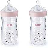 NUK Simply Natural Baby Bottles Assorted Colors, 9 oz, 2-Pack
