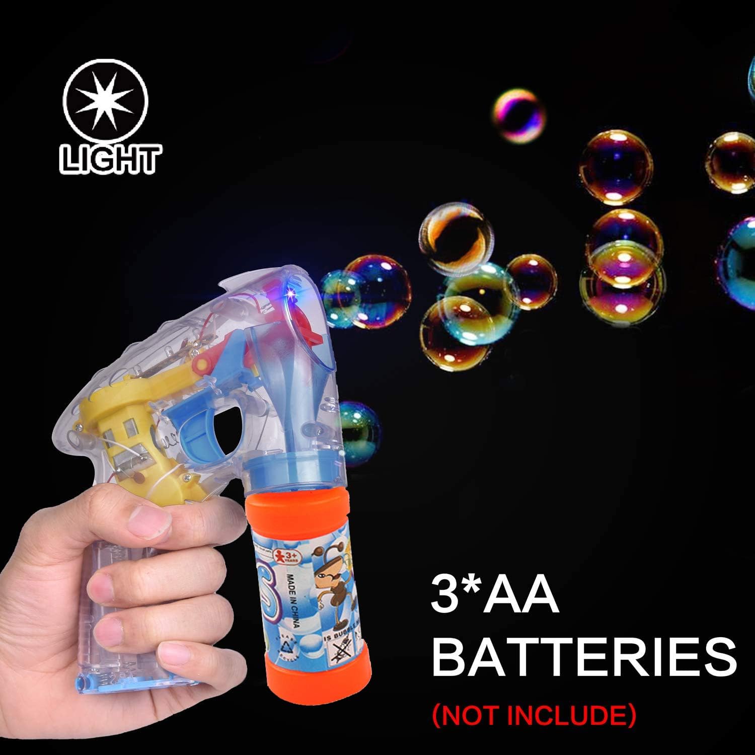 EPCHOO Bubble Gun for Kids, 2 PCS LED Light Up Bubble Machine Toy with