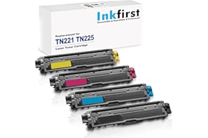 1 Set of 4 Inkfirst® Toner Cartridges Compatible Remanufactured for Brother TN221 TN225 Black Cyan, Magenta, Yellow MFC-9340C