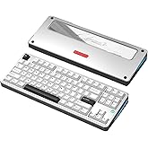 PMOKEY Aurora 80 CNC Full Aluminum Wireless Mechanical Keyboard with VIA/QMK, 8000mah Battery, Tri-Mode Wireless Gaming Keyboard Custom Hot Swappable RGB Backlit for Windows/Mac/PC (Pro Silver)