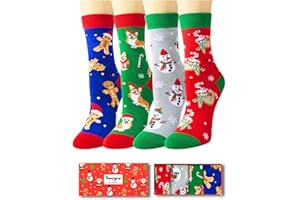 HAPPYPOP Christmas Socks for Kids - Unisex Xmas Sock Gift Ideas for Teen Girls Boys 4 Pack