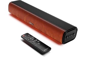 Rythflo 60W Bluetooth Sound Bar, 16 inch Compact TV Soundbar with Remote, 8 Flame Light Modes, Optical/ARC/AUX/RCA Connections, Wall-Mountable Home Theater Speaker for TV, PC, Projector, Gaming