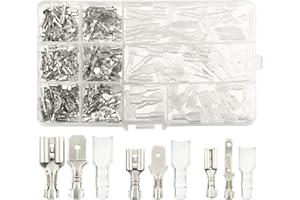 KUUQA 270 PCS Electrical Wire Connector Male Female Spade Connectors Wire Crimp Terminal Block with Insulating Sleeve Kit 2.8