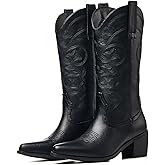 YZNVCG Cowboy Boots for Women Wide Calf - Cowgirl Boots with Pointed Toe and Chunky Heel for All-Day Comfort | Perfect for Country Music Festivals & Daily Wear