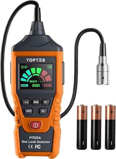 TOPTES PT520A Natural Gas Detector with 43.5cm Gooseneck Orange