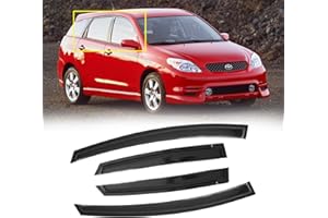 CMVT Auto Window Visor for 2003-2008 Pontiac Vibe/Toyota Matrix, Out-Channel Rain Guards Shields Vent Shade Deflector Wind Dark Smoke Ventshade Ventvisor 2004 2005 2006, Tape-On Outside-Mount, 4PCS
