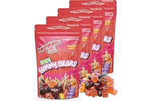 Marranadas Enchilados Spicy Gummies Mexican Candy Assortment, 12 Flavors, 3.1 oz Bags 4 Pack (Bears)