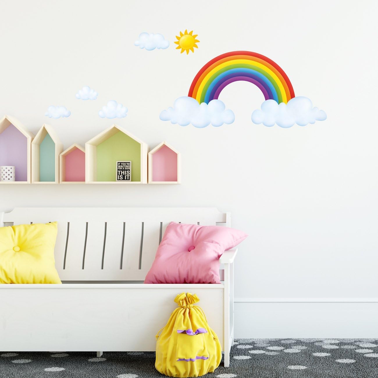 DECOWALL SG2-1713 Rainbow and Clouds Kids Wall Stickers Decals Peel and Stick Removable for Nursery Bedroom Living Room Art murals Decorations - Image 3