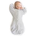 SwaddleDesigns Transitional Swaddle Sack, Arms Up Half-Length Sleeves & Mitten Cuffs, Swaddle for Newborn Transition to Baby Sleep Sack Wearable Blanket, 3-6 Month, 14-21 lb, Heathered Gray Stripes