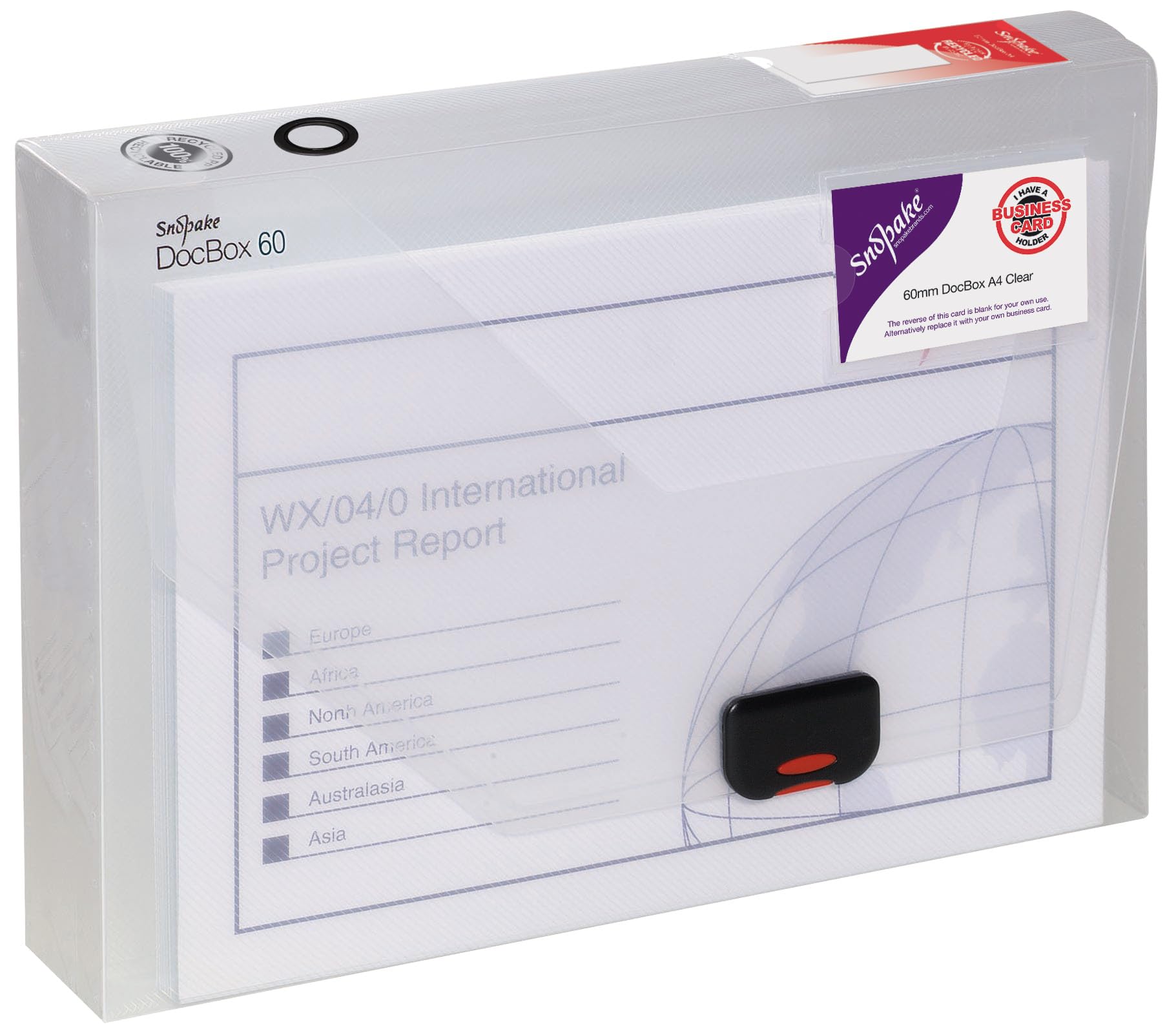 Snopake A4 DocBox Clear 60 mm Box File with Push Lock (Pack of 1) Ref 12871 — image 1