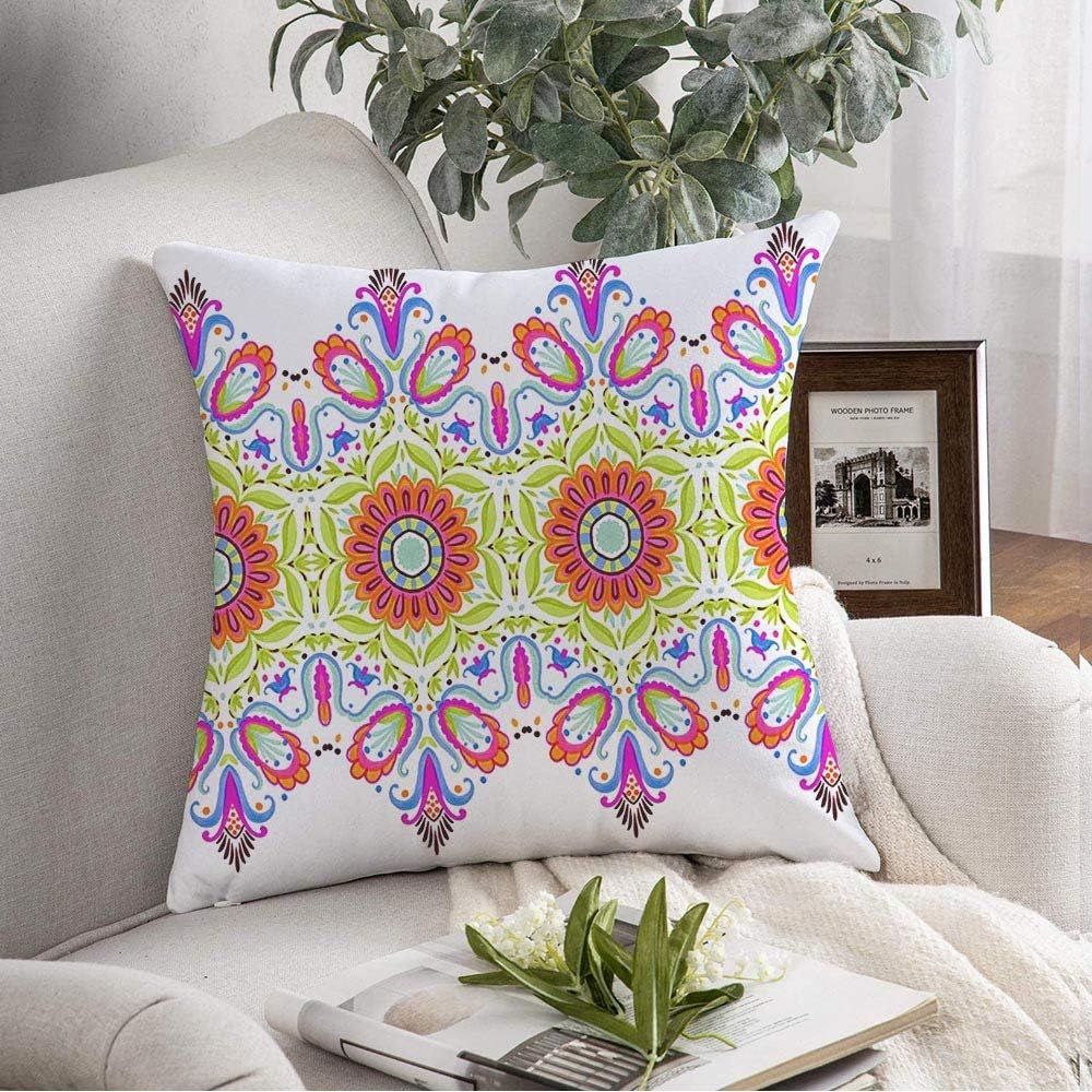 Decorative Throw Pillow Cover Flowers Colorful Very