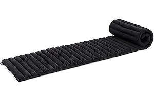 Leewadee - Foldable Floor Mattress - Japanese Roll Up Futon -Trifold Tatami Mat- Guest Floor Bed - Camping Mattress - Thai Massage Mat, Kapok Filled, 75 x 20 inches, Black