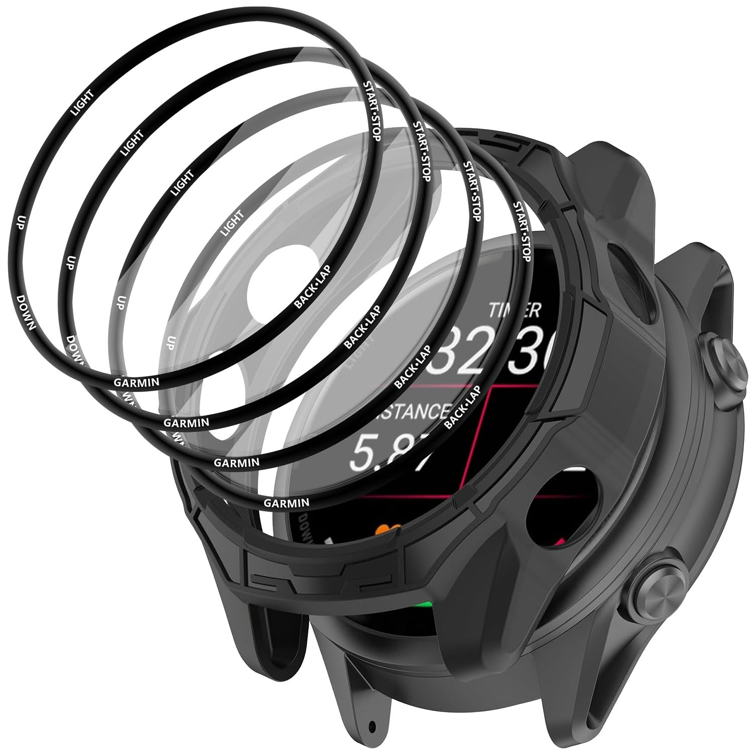 Photo 1 of [1+4 Pack] Case with PMMA Screen Protector Compatible with Garmin Forerunner 970 47MM, Bumper Full Coverage Protective Soft Cases Face Cover for Forerunner 970 47MM