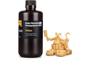 ELEGOO Water Washable 3D Printer Resin 2.0, Fast Curing Photopolymer Resin for Mars Saturn Jupiter MSLA DLP LCD 3D Printing, 385-405nm UV Curing 3D Printing Liquid, Yellow 1000g