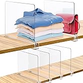 Consevisen Shelf Dividers for Closet Organization and Storage, 6 Pack Acrylic Clear Closet Shelf Dividers for Wood Shelves, V