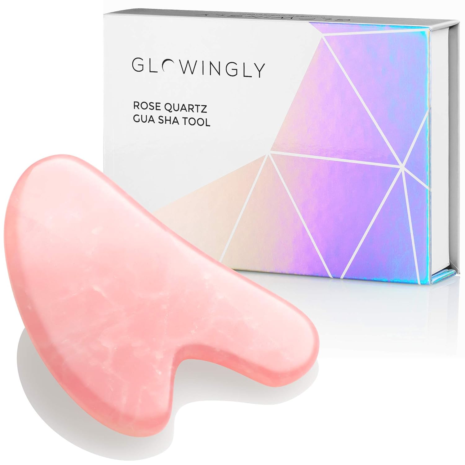 GLOWINGLY Rose Quartz Gua Sha Face Massager - Celebrity Cosmetologist Approved - 100% Authentic, Verified Gua Sha Massage Stone for Facial, Scraping, Sculpting - 1 Guasha Tool & E-book Guide : Beauty