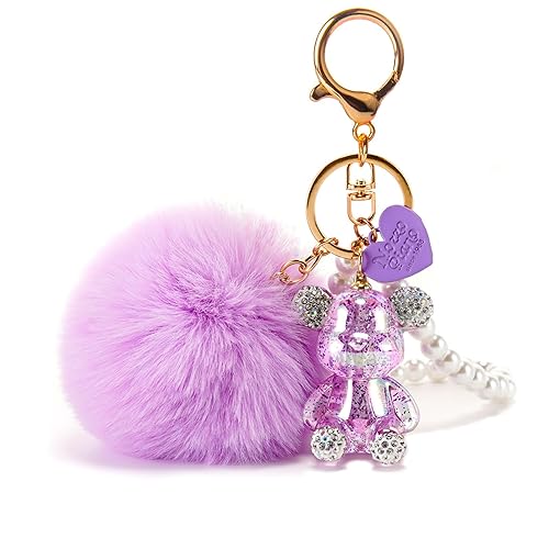 YOU WIZV Kawaii Cute Bear Keychain for Women, Bling Gummy Teddy