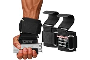 SPORTIC Weight Lifting Hooks (Pair) - Heavy Duty Lifting Wrist Straps, Hand Grip Support for Deadlifts, Pull Ups, Shrugs, Weightlifting Hooks Gym Gloves for Men and Women