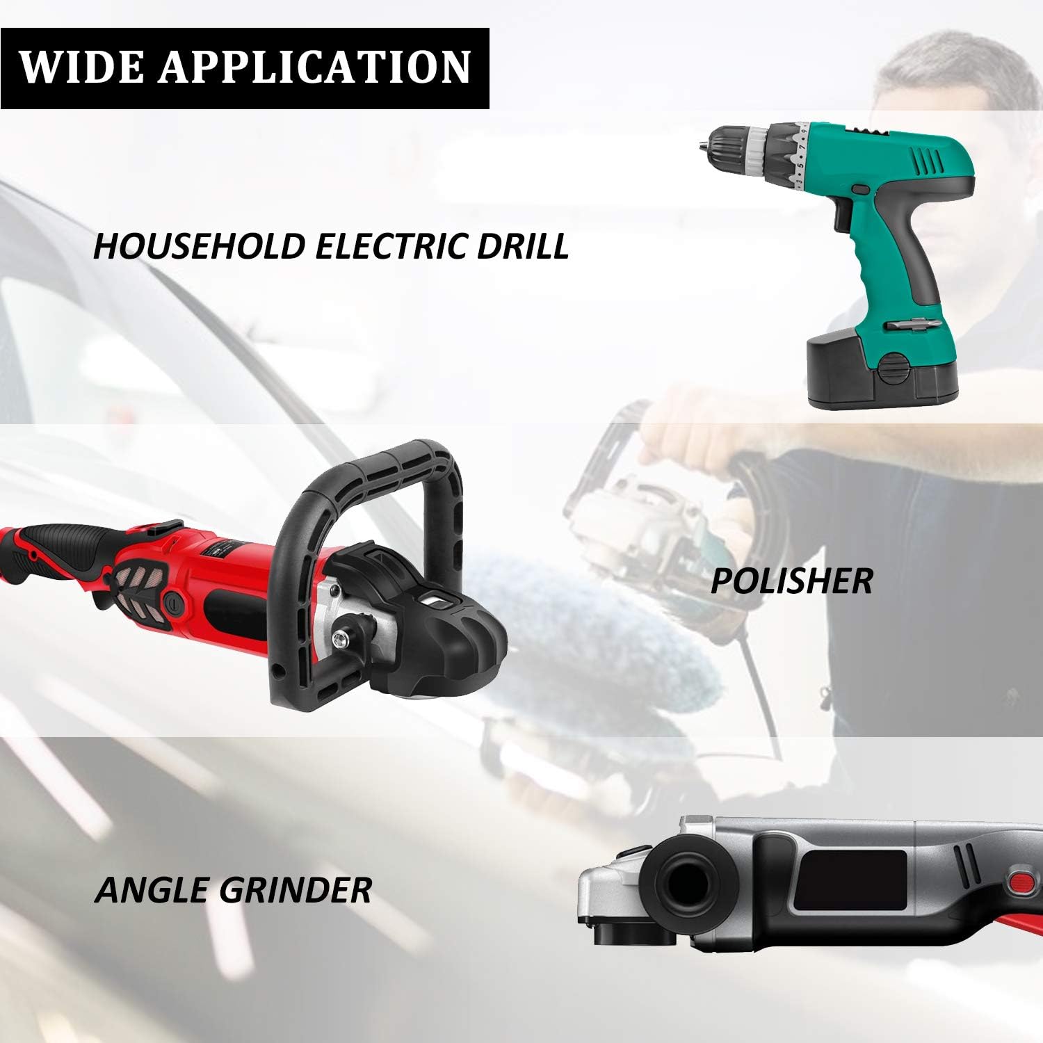 7 Inch Polishing Pads Kit Car Foam Sponge Pads Wool Bonnet Pads with 5/8-11 Thread Backing Pads & 8mm Adapters for Polisher & Electric Drill Auto Body Repair Pad for Waxing Buffing Sealing Glaze,13PCS: Automotive