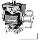 FOMITO Metal Camera Monitor Mount with 1/4" Serew and Cold Shoe, Rotary Adapter 360° Swivel Universal for Flash Speedlite, Field Monitor, LED Video Light, Microphone,etc