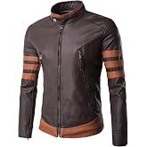 WSLCN X Men Vintage Faux Leather Motorcycle Jacket Brown
