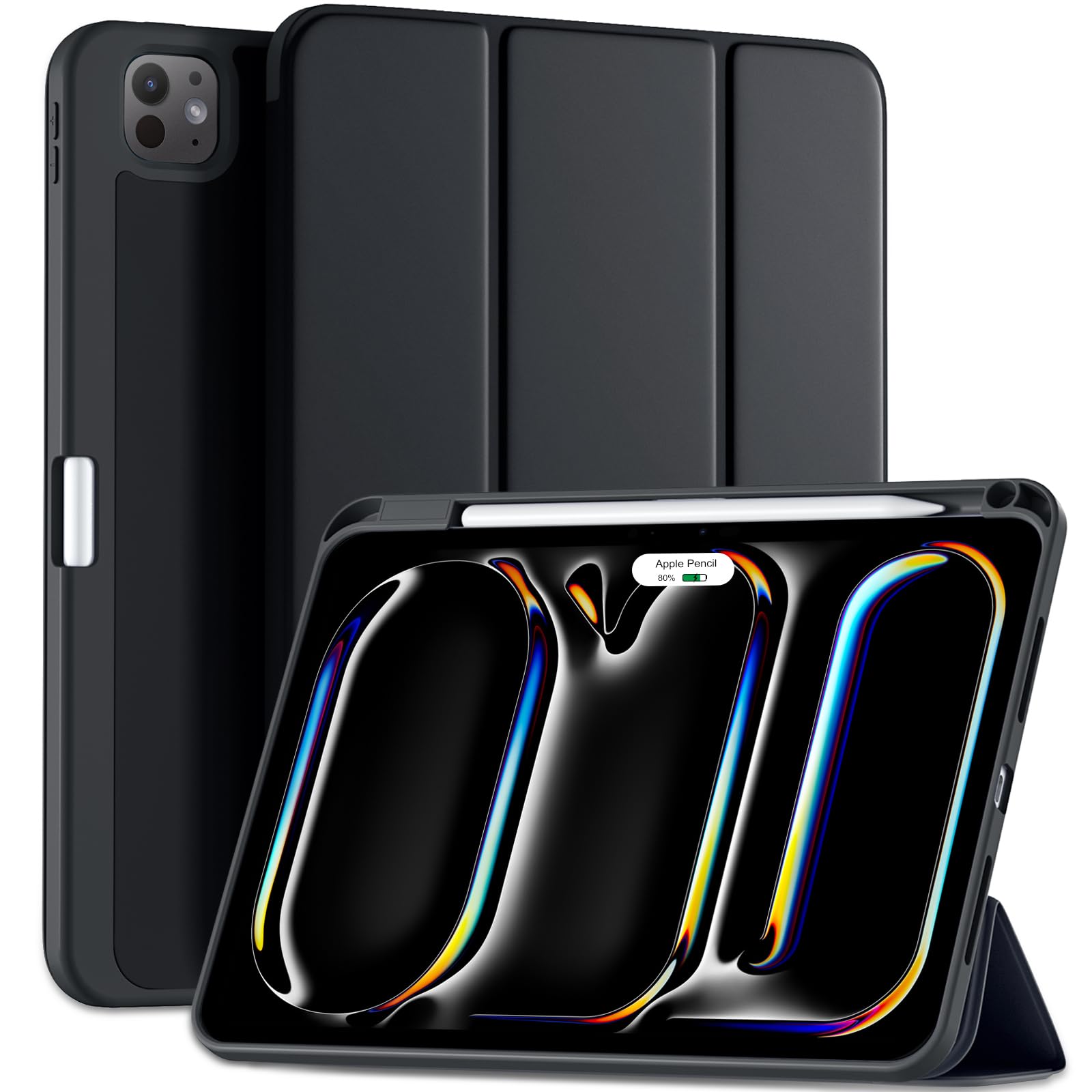 Photo 1 of Kidopire New Compatible with iPad Pro 11 Inch Case (M4, 5th Gen 2024) with Pencil Holder, Smart Cover with Protective Trifold Stand & Soft TPU Back, Auto Wake/Sleep, Support Pencil Pro, Black