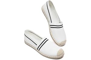 BABUDOG Womens Espadrilles Breathable Flats Shoes Mesh Slip on Loafers Soft White Flats