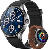Fitpolo Smart Watch for Men Android &amp; iPhone (2 Bands Jet Black) | 1.57" HD Display, Bluetooth Call/Answer, IP68 Waterproof, 7/24 Heart Rate/Sleep/Stress Monitor, AI Voice, 105+ Sports Modes