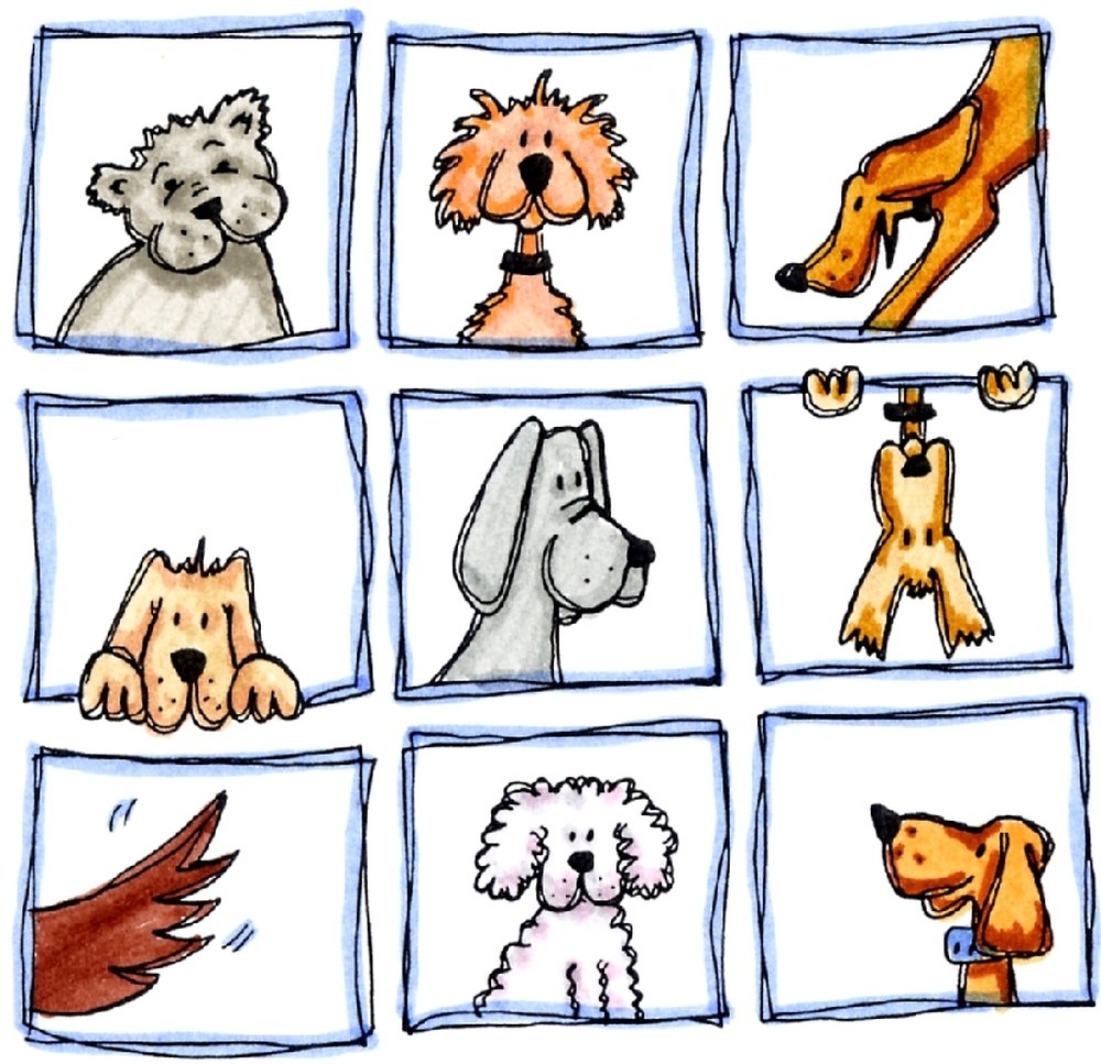 Art Stamps FQ218 LM Dog Squares Stamp, Black