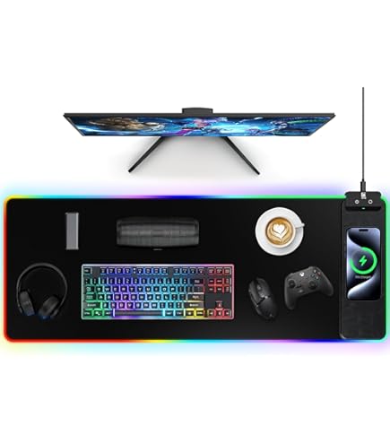 RGB Gaming Mouse Pad With 15W Fast Wireless Charger - Extended Non-Slip - View #6
