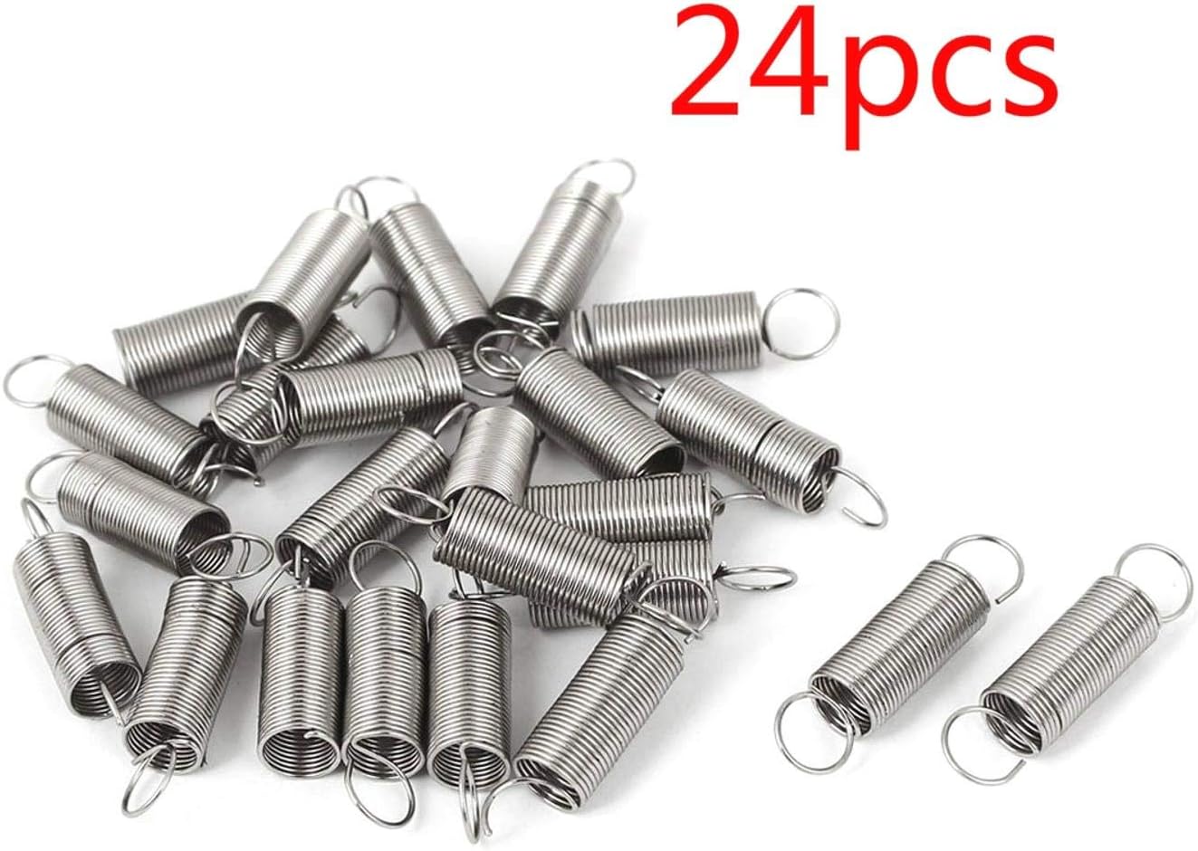 DULALA Spring 24pcs Stainless Steel Dual Hook Small Tension Spring (0.5mmx6x25mm)