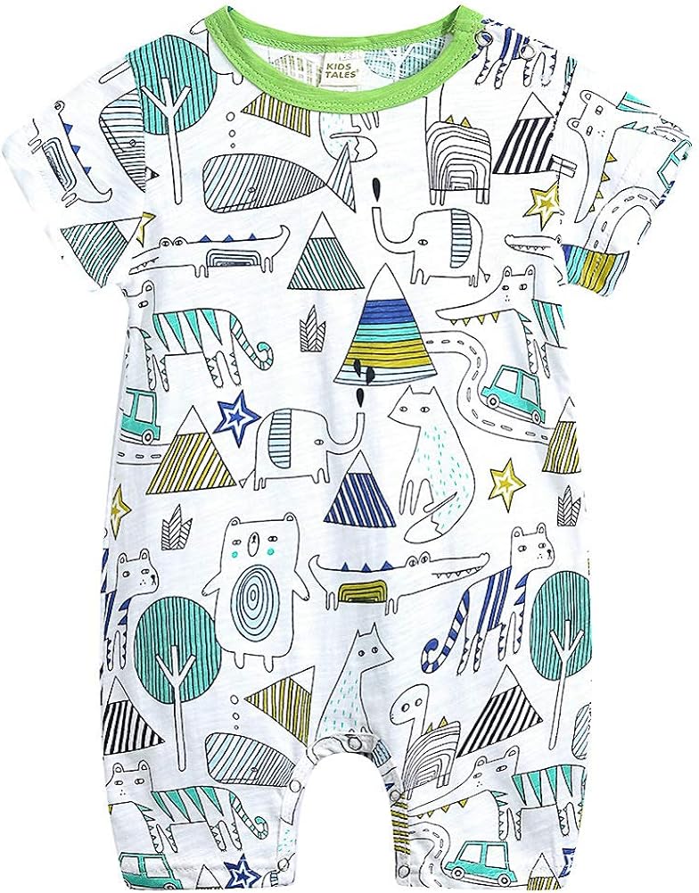 Simplee kids Baby Boy Outfits Short Sleeve Clothing Set Print Cartoon Baby Summer Romper 0-2Y