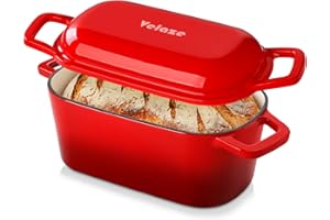 Velaze 3.6QT Dutch Oven for Bread Baking,Oval Cast Iron Bread Oven with lid and Dual Handles，Oven Safe to 500°F for Homemade 