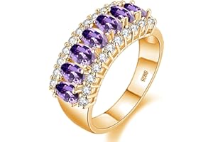 Uloveido Beautiful Women's 7 Stones Wedding Band Oval Cubic Zirconia Engagement Anniversary Rings J501