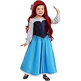 Disney The Little Mermaid Ariel Blue Dress Costume for Toddlers with Satin Dress & Bow - Officially Licensed