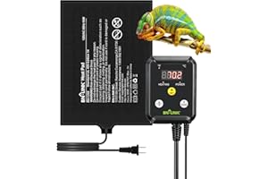 BN-LINK Durable Reptile Heating Pad 8" X 12" with Digital Thermostat Under Tank Heater Terrarium Warmer Combo Set for Turtles