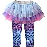 DXTON Kid Girls Leggings with Skirt Toddler Girl Printed Tutu Skirt Pant Birthday Party 3-12 Years