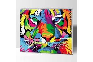 ifymei Paint by Numbers for Kids and Adults Beginner, DIY Gift Canvas Painting Kits with Frame, 12x16 Inch Colorful Tiger