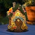 MUYFIO Solar Outdoor Garden Figurine Lights - Garden House Statues Lights for Outside Yard Patio Front Porch Balcony Home, Birthday Easter Gifts for Adults Women