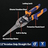 WISEPRO 12" Heavy Duty Aviation Snips Straight Cut Compound Metal Cutter Sheet view 5