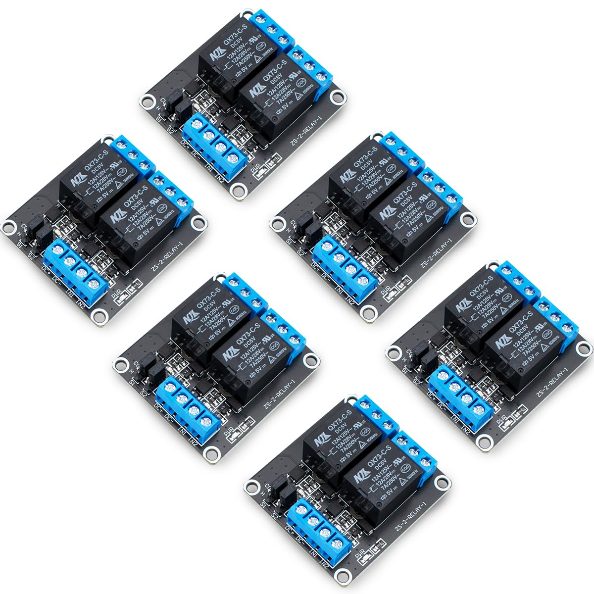Innfeeltech 6pcs DC 5V Relay Module 2 Channel Relay with Optocoupler High or Low Level Trigger Expansion Board