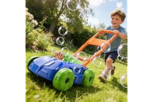 Bubble Lawn Mower for Toddlers 1-3, Automatic Bubble Blowing Machine Pretend Summer Gardening Play Toy for Age 1 2 3 Year Old