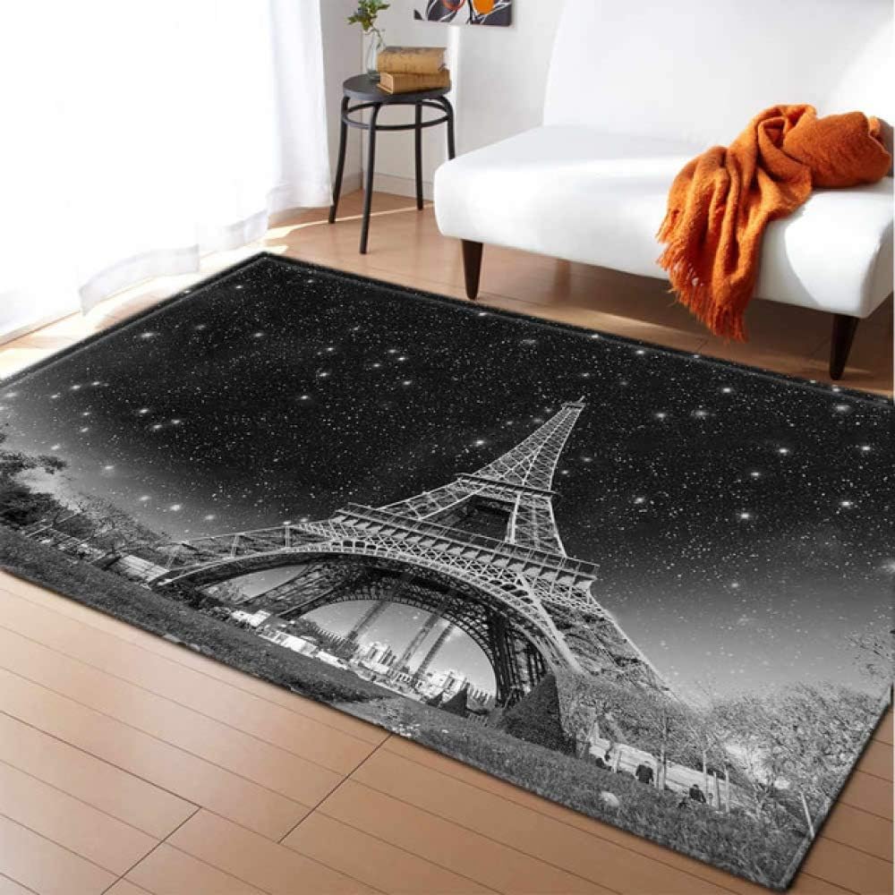 KFEKDT Nordic Large Area Rug Wedding Party Decoration Bedroom Floor Mat Paris Tower Rug and Family Living Room Rug No-3 120x170cm