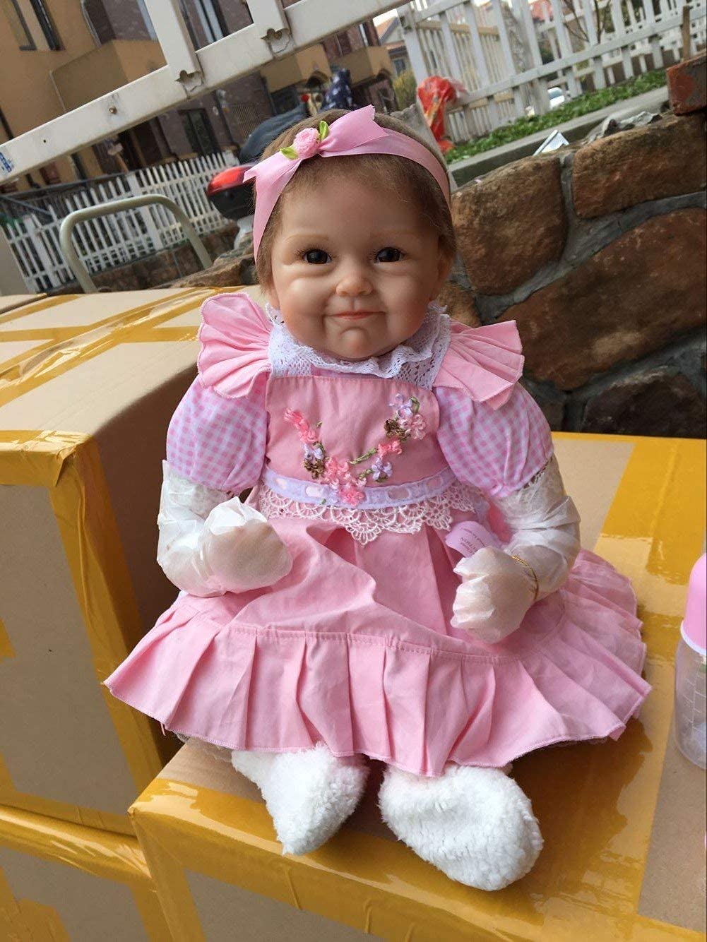 Pinky Reborn Baby Doll 18" Soft Silicone Magnetic Mouth Lovely Lifelike Cute Girl Toy