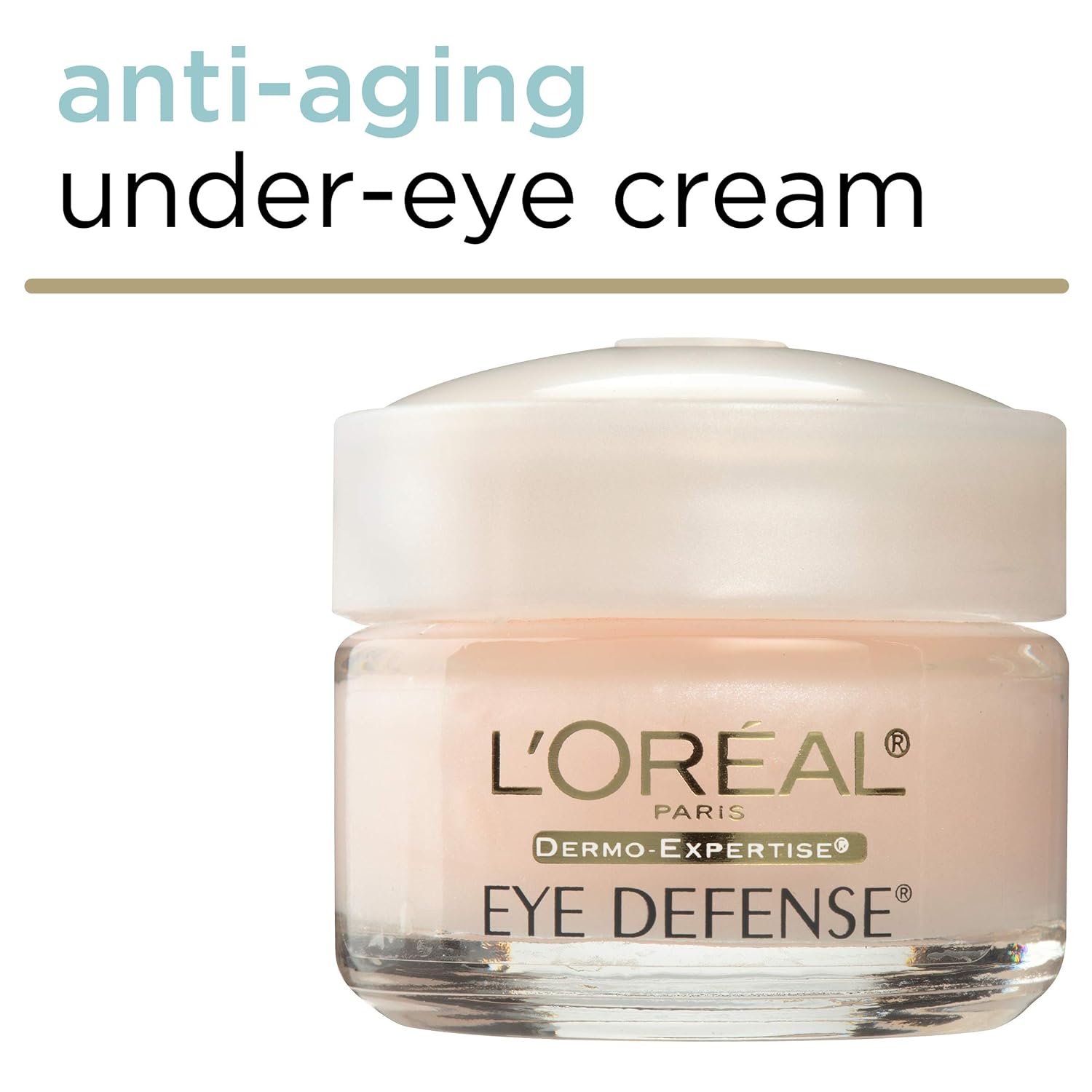 Eye Cream to Reduce Puffiness, Lines and Dark Circles, L'Oreal Paris Skincare Dermo-Expertise Eye Defense Eye Cream with Caffeine and Hyaluronic Acid For All Skin Types, 0.5 oz.: Beauty