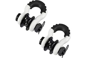 PILIDA Upgraded Snatch Blocks 3/4" D Ring Shackle,57,000 lbs(28.5 Ton) Maximum Break Strength Heavy Duty Shackles with 7/8" Screw Pin for Tow Strap Winch Off Road Vehicle Recovery,2pack White