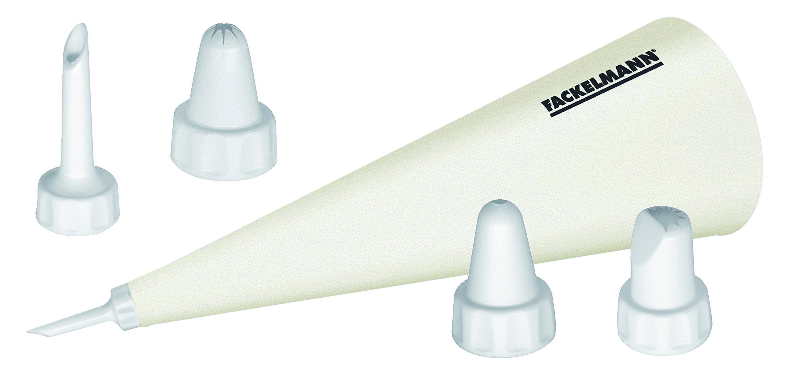 FMprofessional 21507 Icing Bag Set with 4 Nozzles, 5 Units, Cotton, White, 50 x 50 x 20 cm