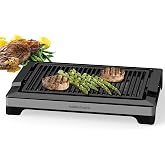 Indoor Grills Electric Smokeless, 1600W BBQ Grill with Water-Filled Drip Tray, 15-Inch Nonstick Grate for Steaks &amp; Korean BBQ, Rapid Heating for Searing