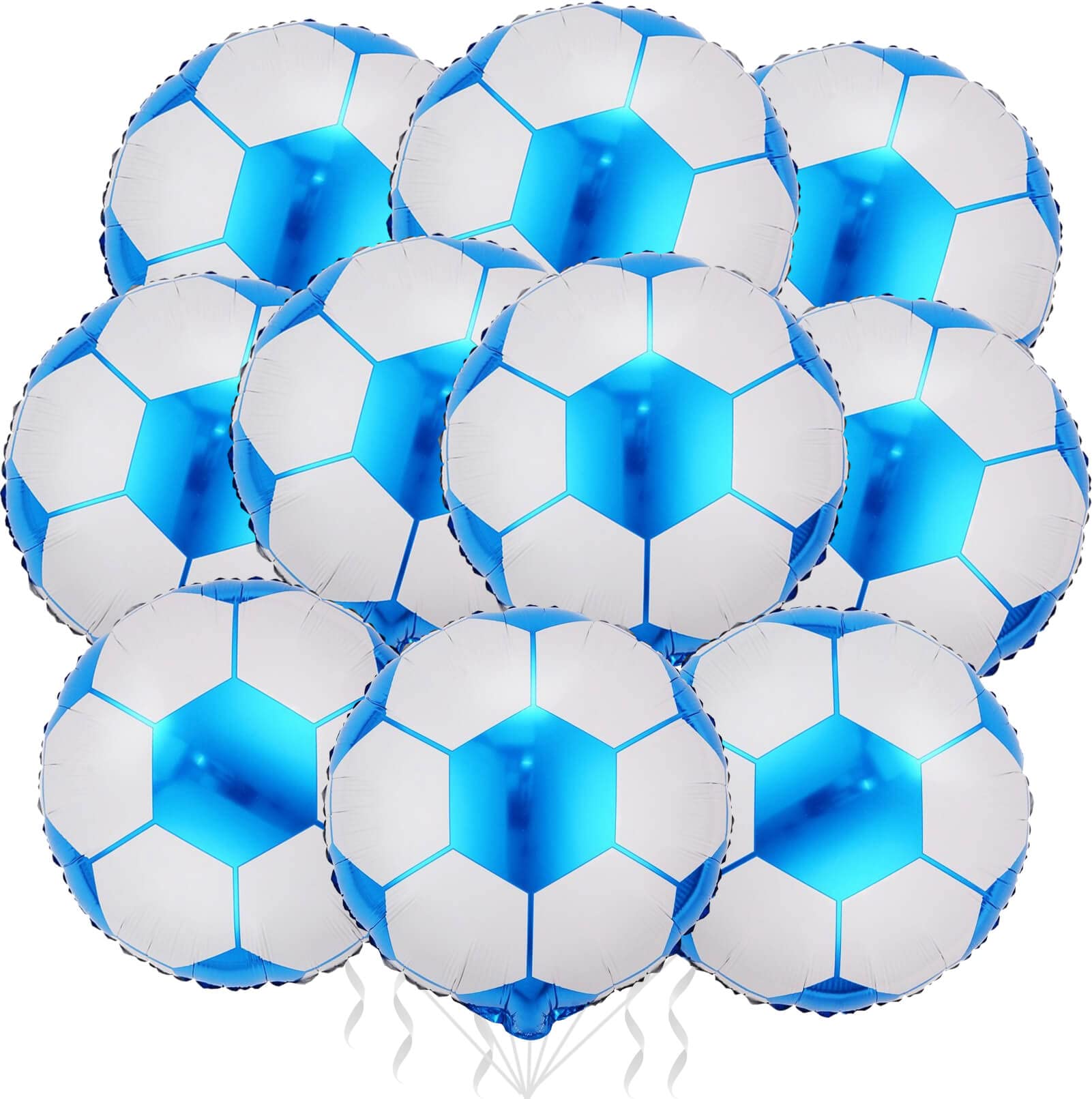 Photo 1 of 10 Pack 18 Inch Blue Soccer Foil Balloons Football Helium Metallic Mylar Balloons for Birthday Party Sports Theme World Cup Party Decorations