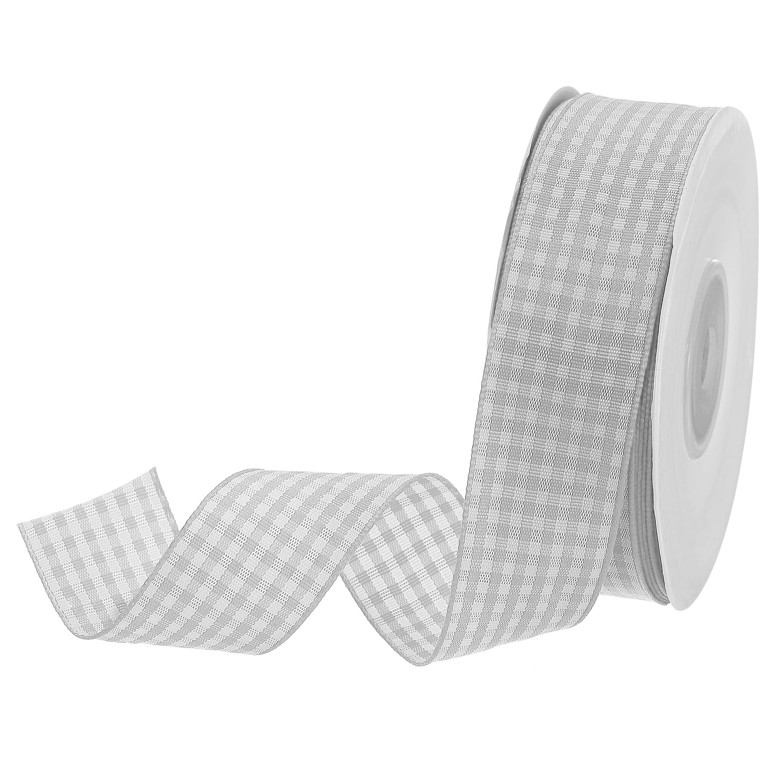 DMiotech 1 Inch 25 Yards Gingham Ribbon, Checkered Ribbon Plaid Ribbon for Gift Wrapping Decoration Art Craft DIY, Gray — image 1